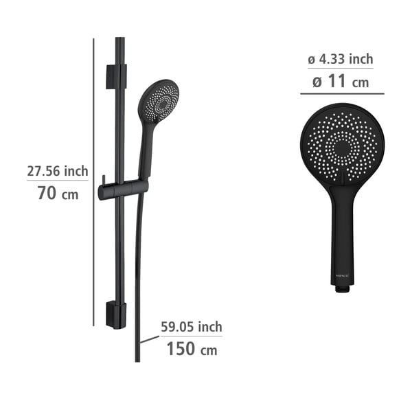 Czarny zestaw prysznicowy ze stali nierdzewnej 70 cm Water Saving – Wenko-image-1