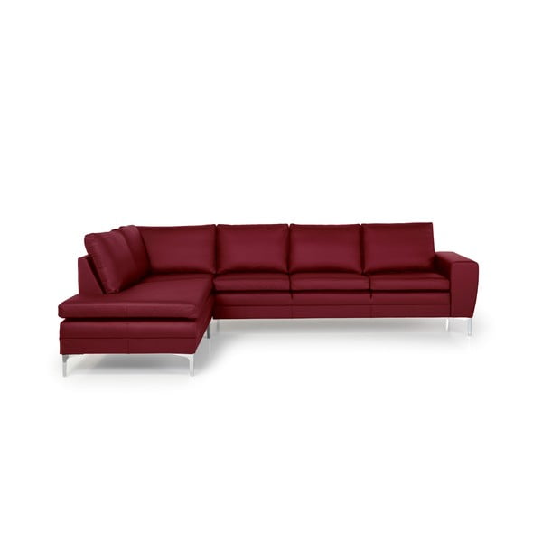 Czerwona sofa z lewostronnym szezlongiem Scandic Twigo