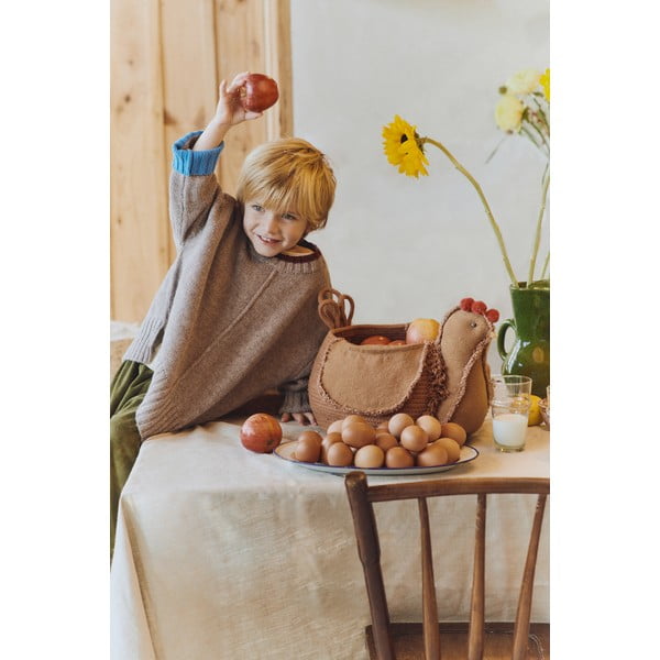 Brązowy tekstylny dziecięcy kosz na zabawki 48x32x29 cm Chicken Toffee – Lorena Canals-image-1