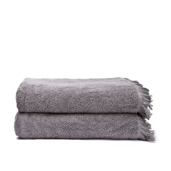 Komplet 2 szarych ręczników kąpielowych z bawełny Casa Di Bassi Bath, 100x160 cm