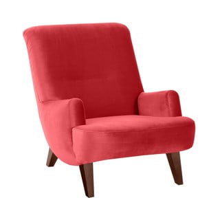 Czerwony fotel z brązowymi nogami Max Winzer Brandford Suede