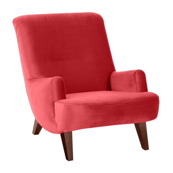 Czerwony fotel z brązowymi nogami Max Winzer Brandford Suede