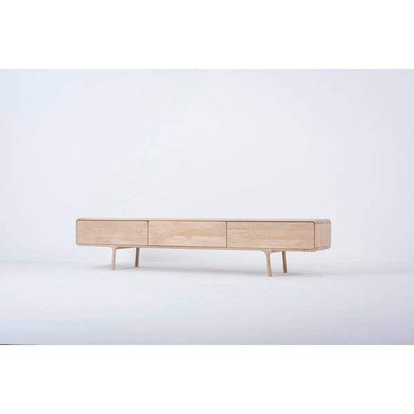 Szafka pod TV z litego drewna dębowego z 3 szufladami Gazzda Fawn-image-2