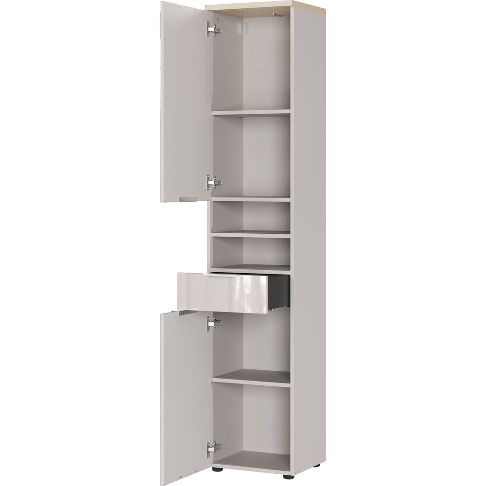Kremowa wysoka/wąska szafka łazienkowa z połyskiem 39x190 cm Tavira – Germania (zdjęcie 3)