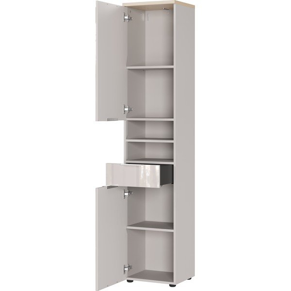 Kremowa wysoka/wąska szafka łazienkowa z połyskiem 39x190 cm Tavira – Germania-image-3