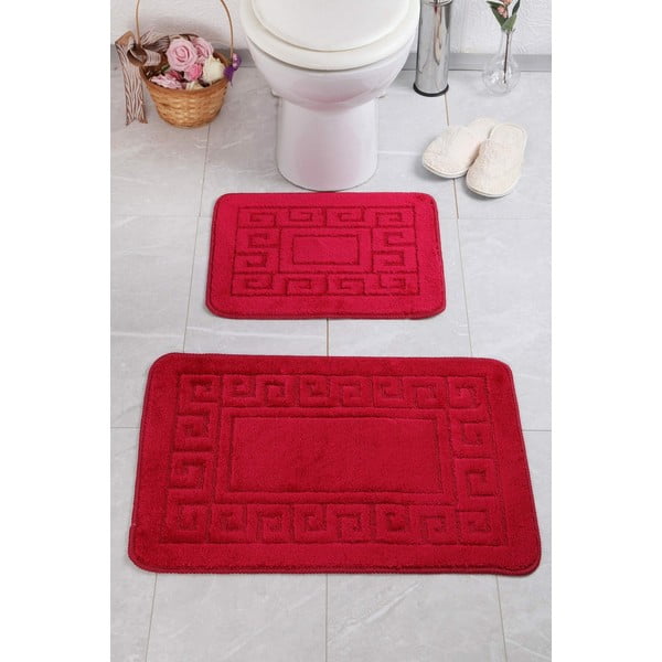 Czerwone dywaniki łazienkowe zestaw 2 szt. Ethnic – Foutastic