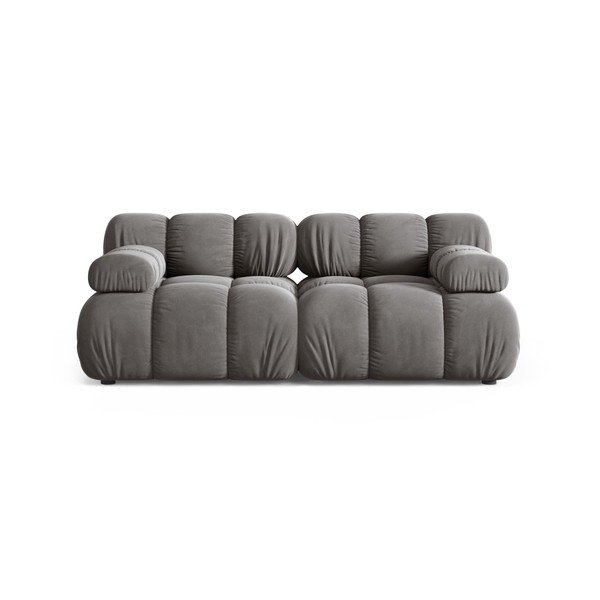 Jasnoszara aksamitna sofa modułowa 188 cm – Micadoni 