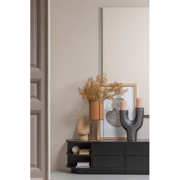 Czarna modułowa szafka pod TV z litego drewna sosnowego 228x40 cm Finca – WOOOD-image-1