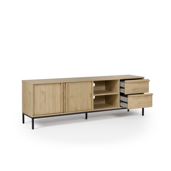 Szafka pod TV w dekorze dębu w naturalnym kolorze 180x59x40 cm Luc – Marckeric-image-2