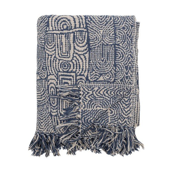 Niebieski koc z mieszanki bawełny 130x160 cm Bresso – Bloomingville