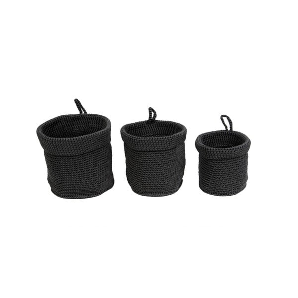 Zestaw 3 czarnych koszyków na kwiaty PT Living Weave