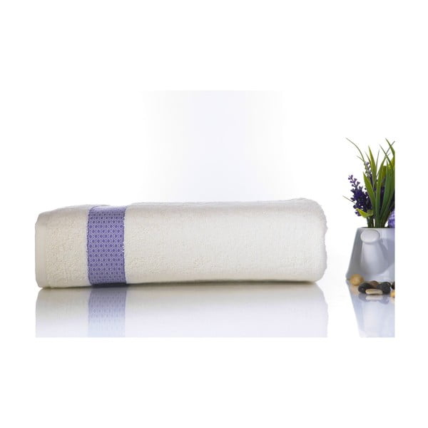Fioletowo-biały ręcznik kąpielowy z bawełny Ladik Alice, 70x140 cm
