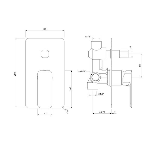 Bateria prysznicowa podtynkowa w kolorze srebra z połyskiem (2 otwory) Spy – Sapho-image-1
