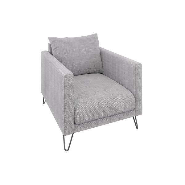 Jasnoszary fotel z tkaniny szenilowej Freya – Ropez