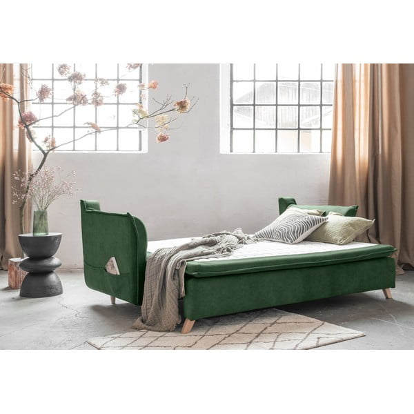 Zielona aksamitna rozkładana sofa 225 cm Charming Charlie – Miuform-image-4