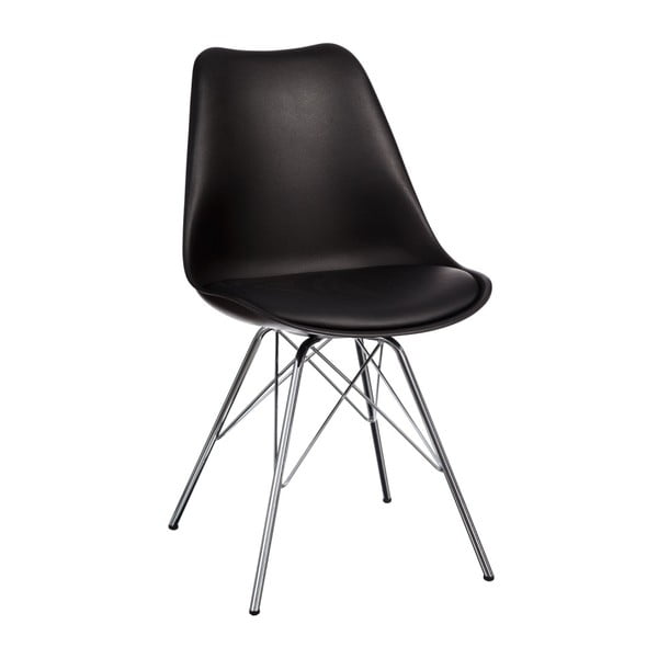 Czarne krzesło ze srebrnymi nogami Ixia Room