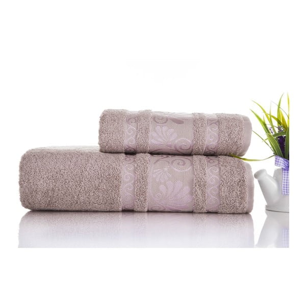 Zestaw 2 ręczników Carmen Light Lilac, 50x90 i 90x150 cm