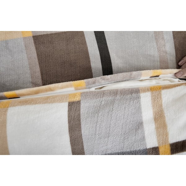 Szaro-brązowa pościel jednoosobowa z mikropluszu 140x200 cm – My House-image-2