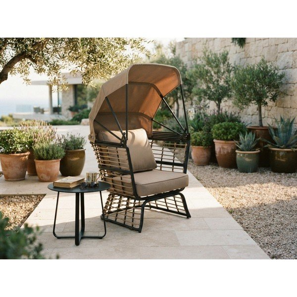 Beżowy metalowy fotel ogrodowy Paros – Garden Pleasure-image-1