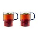 Niebieskie szklane kubki zestaw 2 szt. do cappuccino 350 ml Livio – Vialli Design