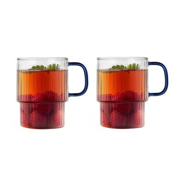 Niebieskie szklane kubki zestaw 2 szt. do cappuccino 350 ml Livio – Vialli Design