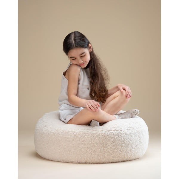 Kremowy dziecięcy worek do siedzenia z materiału bouclé Round – Wigiwama-image-1