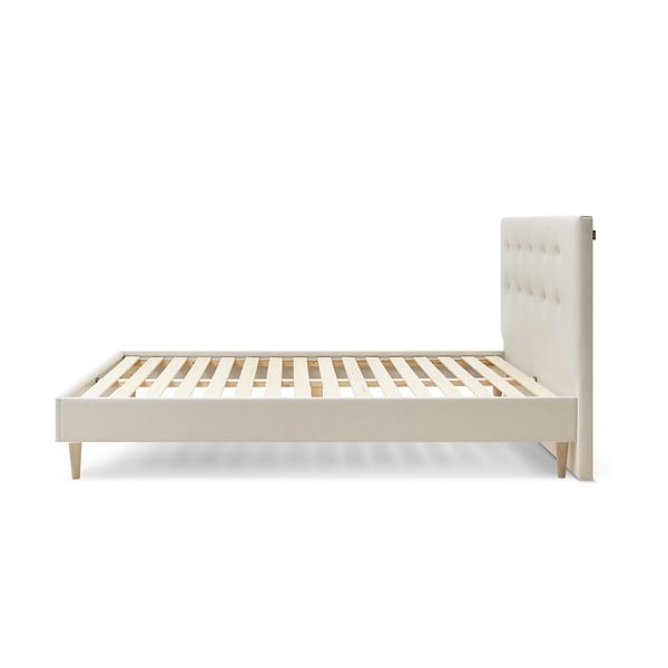 Beżowe tapicerowane łóżko dwuosobowe ze stelażem 180x200 cm Rory – Bobochic Paris-image-3