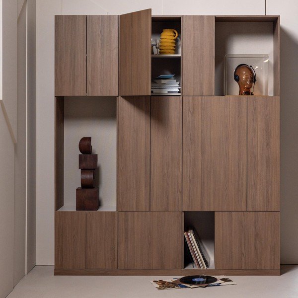 Szafka modułowa w ciemnym naturalnym kolorze 80x215 cm Build – WOOOD-image-1