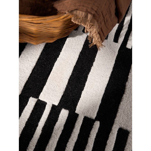 Czarno-biały wełniany dywan tkany ręcznie 120x180 cm Stryve Pulse – Elle Decoration-image-3