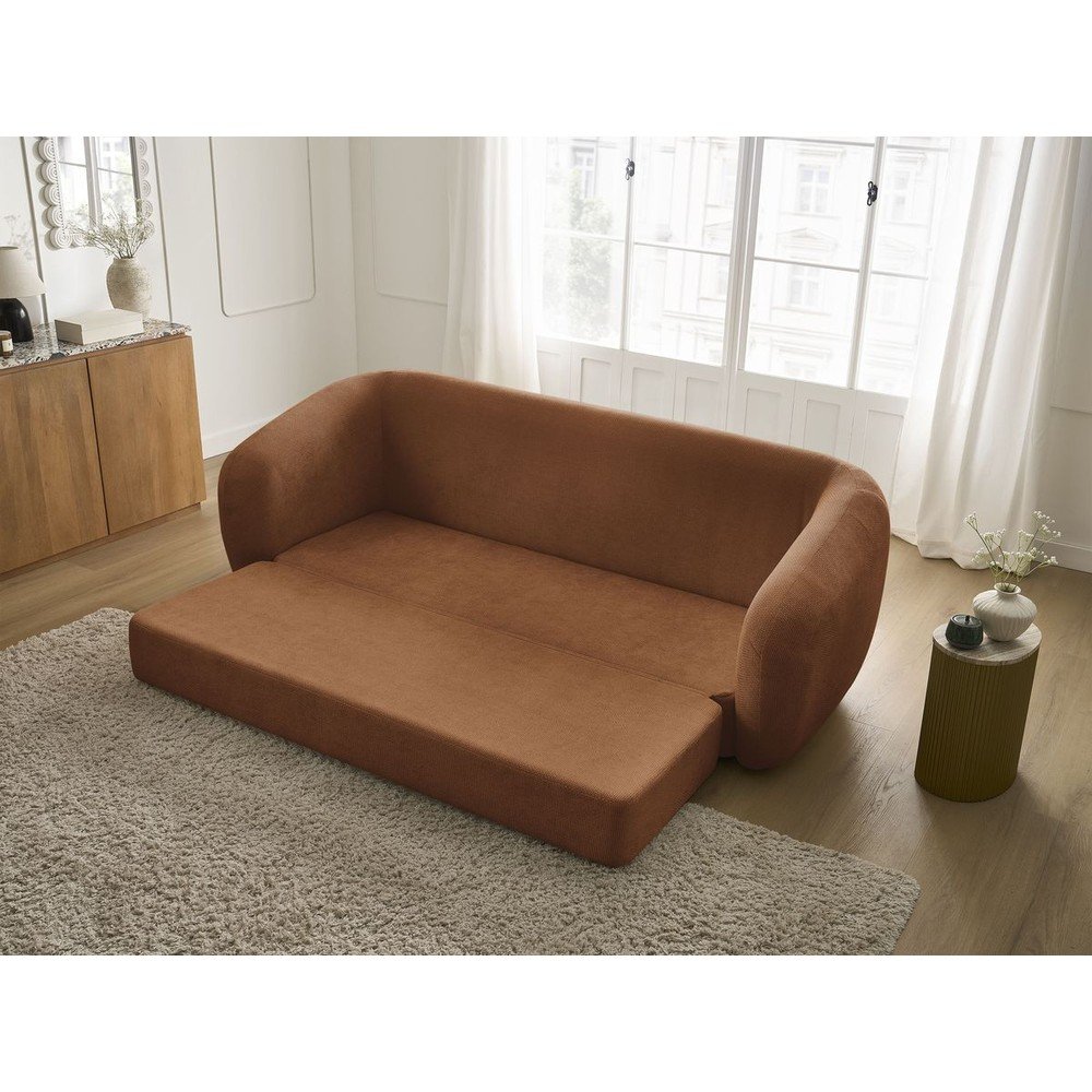 Pomarańczowa rozkładana sofa z tkaniny szenilowej 228 cm Neyo – Bobochic Paris (zdjęcie 11)