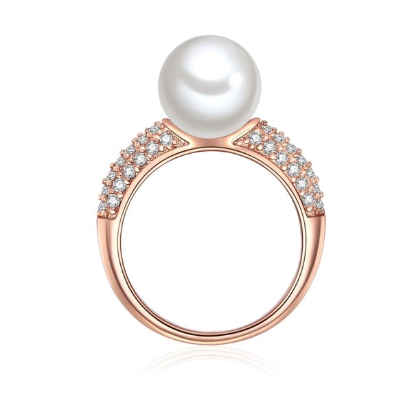 Pierścień w kolorze różowego złota z białą perłą Perldesse Musche, rozm. 56