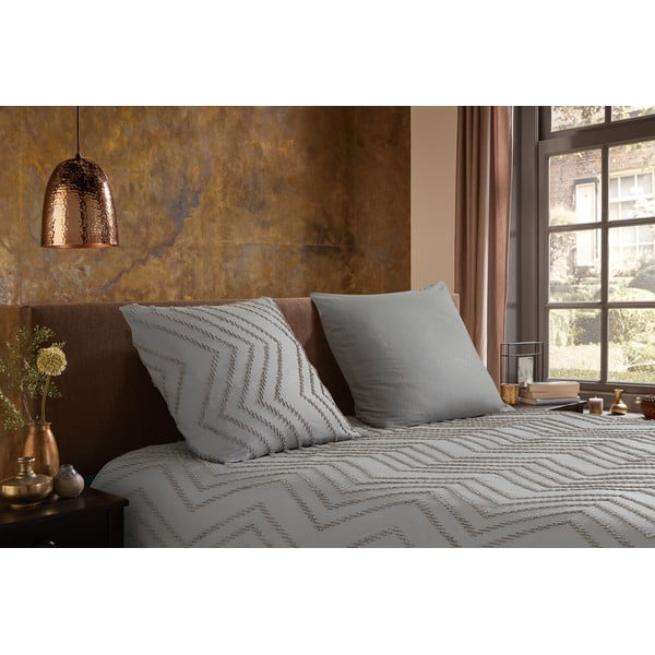 Szarobrązowa pościel jednoosobowa z mikrowłókna 140x220 cm Pure Zigzag – Good Morning-image-1