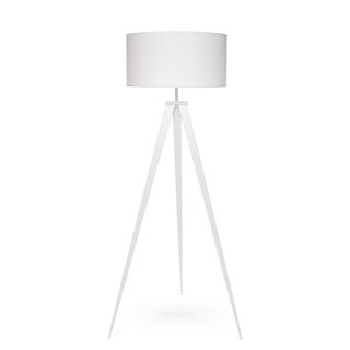 Lampa stojąca z białymi metalowymi nogami i białym kloszem Bonami Essentials Kiki