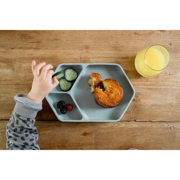 Niebieski silikonowy talerz dla dzieci 16x25 cm – Kindsgut-image-1