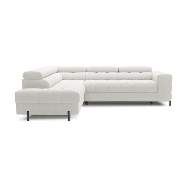 Kremowy rozkładany/ze schowkiem narożnik z materiału bouclé (lewostronny/w kształcie litery L) Ferucce – ELTAP-image-2