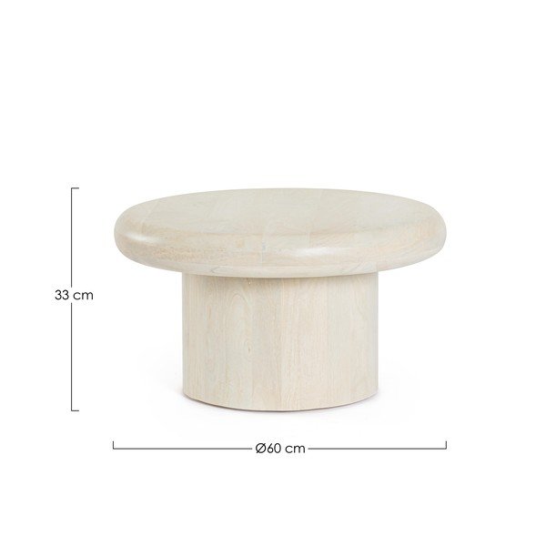Kremowy okrągły stolik z litego drewna mango ø 60 cm Lopez – Bizzotto-image-3