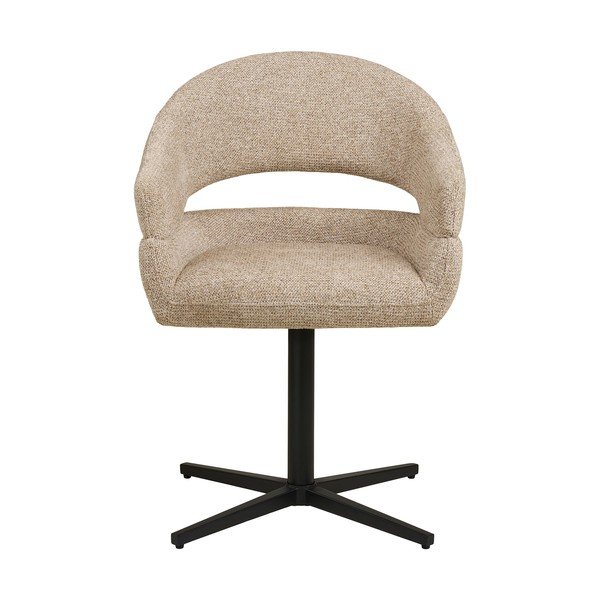 Beżowy tapicerowany fotel jadalniany z podłokietnikami Dover – House Nordic-image-2