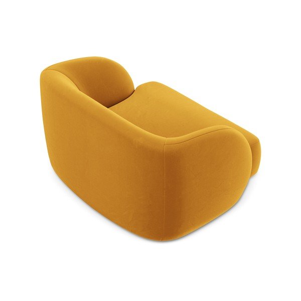 Musztardowy aksamitny fotel Miley – Micadoni Home-image-4