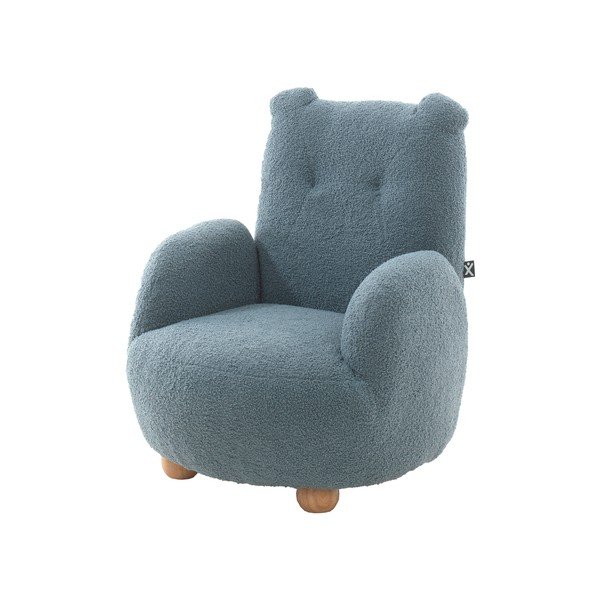 Niebieski fotel dziecięcy z materiału bouclé Rocky – Vipack