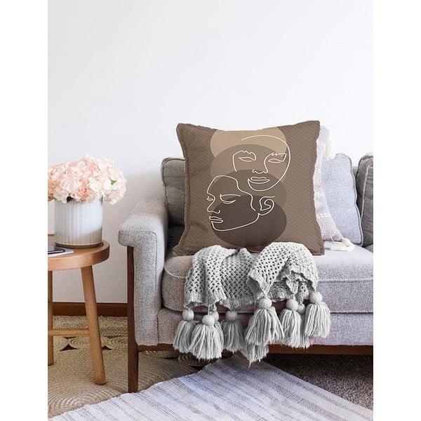 Brązowa poszewka na poduszkę z domieszką bawełny Minimalist Cushion Covers Chenille, 55x55 cm-image-2