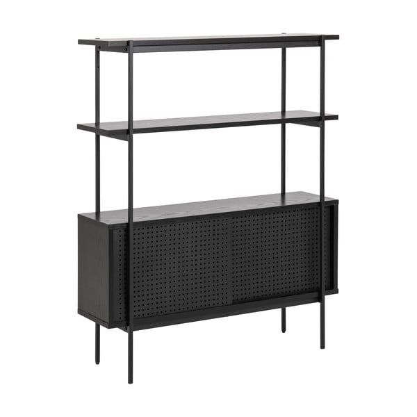 Czarny regał w dekorze jesionu z drzwiami przesuwnymi 94x114 cm Angus – Actona-image-2