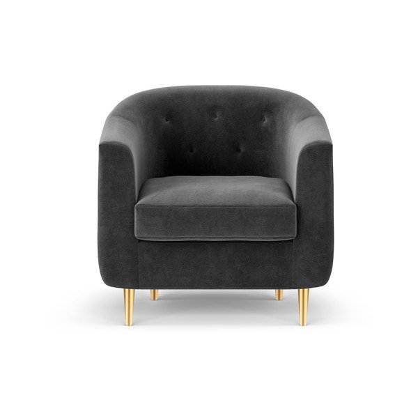 Ciemnoszary aksamitny fotel Kooko Home Corde-image-2