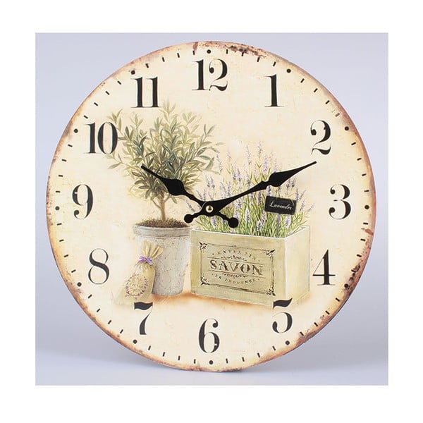 Zegar drewniany Savon Lavender, 34 cm