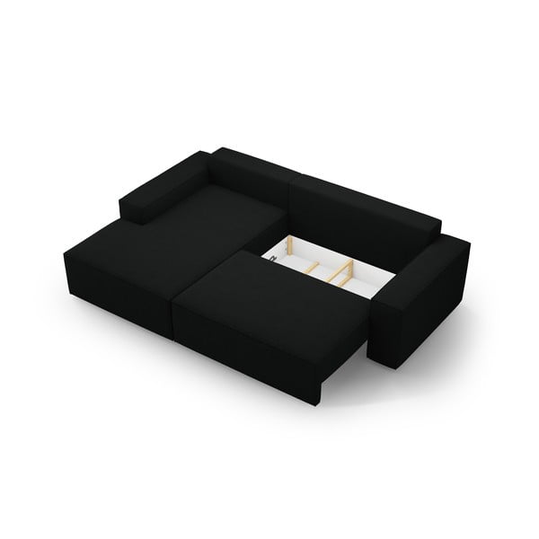 Czarny rozkładany narożnik z materiału bouclé (lewostronny) Jodie – Micadoni Home-image-4