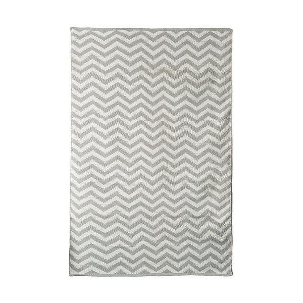 Szaro-beżowy bawełniany ręcznie tkany dywan Pipsa Zigzag, 140x200 cm