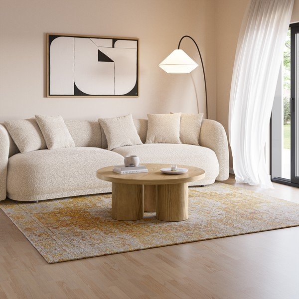 Okrągły stolik w dekorze dębu w naturalnym kolorze ø 100 cm Arancha – MOME-image-1