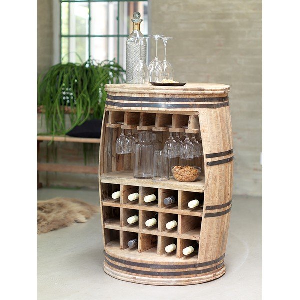 Regał na wino z drewna mango Canett Barrel-image-1