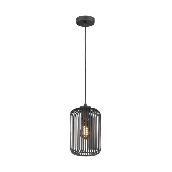 Czarna lampa wisząca z metalowym kloszem ø 16 cm Cage – Fischer & Honsel