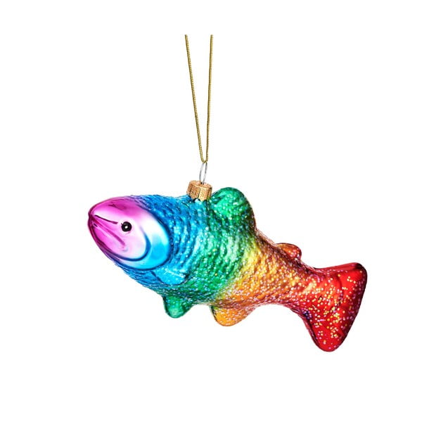 Szklana ozdoba świąteczna wykonana ręcznie 7 cm Rainbow Trout – Sass & Belle