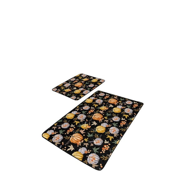 Czarno-pomarańczowe dywaniki łazienkowe zestaw 2 szt. 60x100 cm – Mila Home
